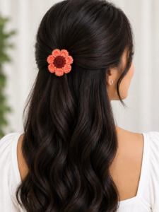 Orange & Brown Crochet Floral Hair Accessory