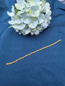Yellow & White Floral Beaded Anklet