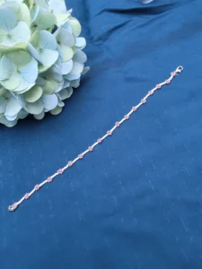 Pink & White Floral Beaded Anklet