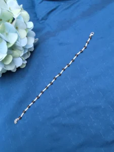Black & White Beaded Floral Anklet