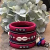Pink & Navy Shell Embellished Bangle Set