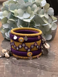 Purple & Mustard Mirror Work Bangle Set