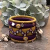 Purple & Mustard Mirror Work Bangle Set
