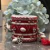 Red & White Shell Embellished Bangle Set