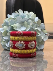 Red & Yellow Traditional Embellished Bangle Set