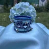 Blue & Sky Blue Mirror Work Thread Bangle Set