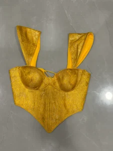 Golden Yellow Brocade Corset Blouse