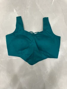 Teal Structured Lace-Up Blouse