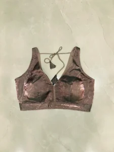 Metallic Brown Structured Tie-Up Blouse
