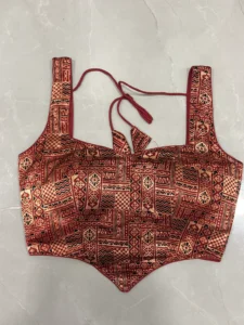 Maroon Geometric Printed Structured Blouse