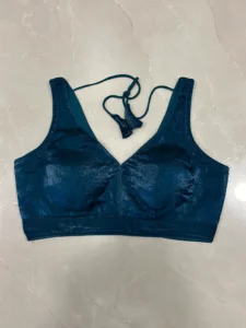Deep Teal Satin V-Neck Blouse