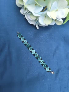Blue & Black Beaded Woven Bracelet