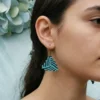 Turquoise & Black Beaded Triangle Earrings