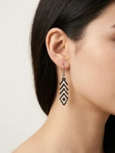 Black & White Beaded Drop Earrings