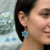 Blue Floral Beaded Earrings