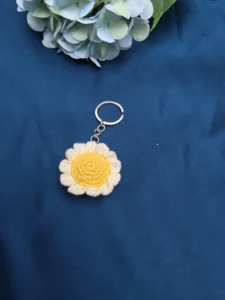 Handmade Crochet Daisy Flower Keychain
