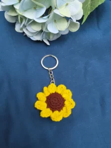 Handmade Yellow Sunflower Crochet Keychain