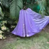 Lavender Purple Solid Flared Navratri Lehenga
