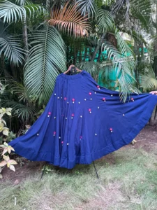 Royal Blue Embellished Flared Navratri Lehenga