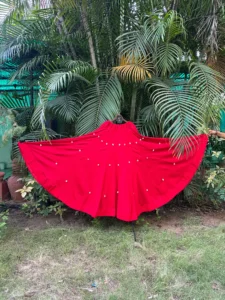 Bright Red Embellished Navratri Lehenga