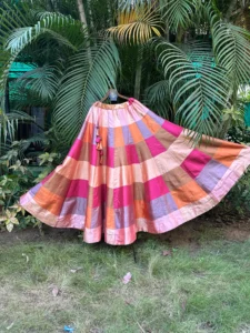 Multicolor Patchwork Silk-Look Navratri Lehenga