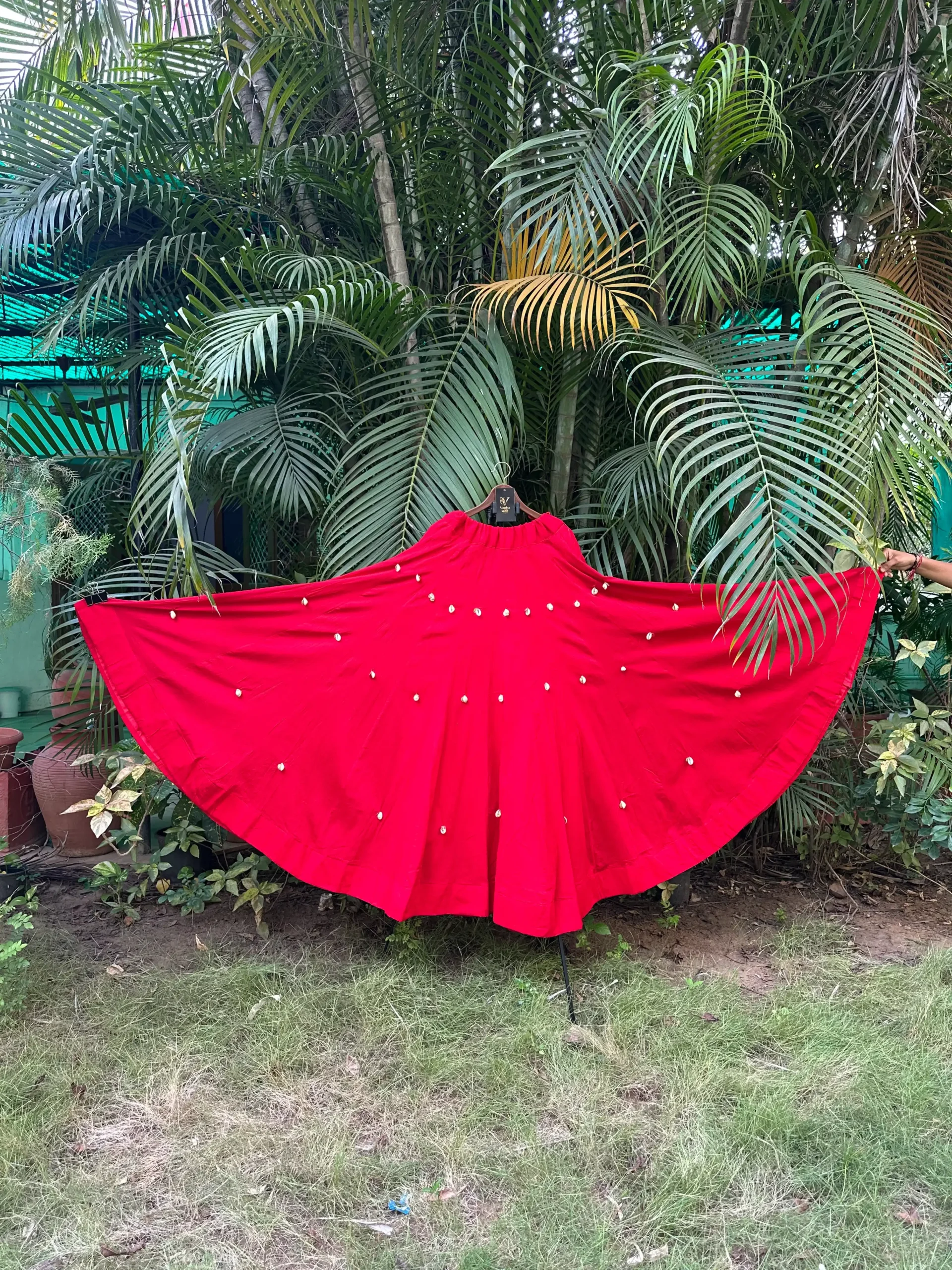 Stunning Red Mal Cotton Flared Lehenga for Navratri